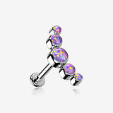 Implant Grade Titanium Journey Fire Opal Curve Top Internally Threaded Flat Back Stud Labret