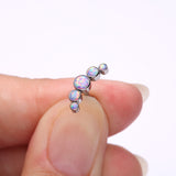 Detail View 2 of Implant Grade Titanium Journey Fire Opal Curve Top Internally Threaded Flat Back Stud Labret-Purple Opal