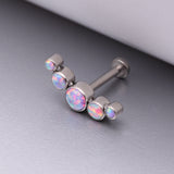 Detail View 1 of Implant Grade Titanium Journey Fire Opal Curve Top Internally Threaded Flat Back Stud Labret-Purple Opal