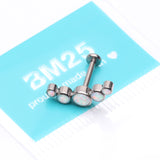 Detail View 3 of Implant Grade Titanium Journey Fire Opal Curve Top Internally Threaded Flat Back Stud Labret-White Opal