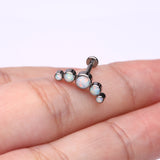 Detail View 2 of Implant Grade Titanium Journey Fire Opal Curve Top Internally Threaded Flat Back Stud Labret-White Opal