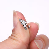 Detail View 2 of Implant Grade Titanium Sparkle Arc Bali Beads Top Internally Threaded Flat Back Stud Labret-Clear Gem