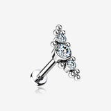 Implant Grade Titanium Sparkle Arc Bali Beads Top Internally Threaded Flat Back Stud Labret