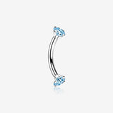Implant Grade Titanium Prong Set Gem Sparkles Internally Threaded Curved Barbell