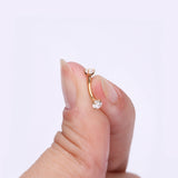 Detail View 2 of Implant Grade Titanium Golden Prong Set Gem Sparkles Internally Threaded Curved Barbell-Clear Gem