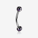 Implant Grade Titanium Amethyst Stone Ball Claw Prong Internally Threaded Curved Barbell