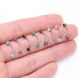 Detail View 3 of Implant Grade Titanium Turquoise Stone Ball Claw Prong Internally Threaded Curved Barbell