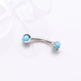 Detail View 1 of Implant Grade Titanium Turquoise Stone Ball Claw Prong Internally Threaded Curved Barbell