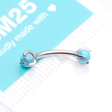 Detail View 4 of Implant Grade Titanium Turquoise Stone Ball Claw Prong Internally Threaded Curved Barbell