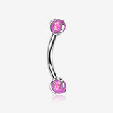 Implant Grade Titanium Fire Opal Ball Claw Prong Set Internally Threaded Curved Barbell