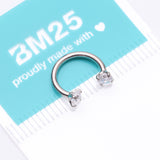 Detail View 4 of Implant Grade Titanium Prong Gem Sparkle Internally Threaded Horseshoe Barbell-Clear Gem