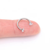 Detail View 2 of Implant Grade Titanium Prong Gem Sparkle Internally Threaded Horseshoe Barbell-Clear Gem