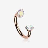 Implant Grade Titanium Rose Gold Prong Gem Sparkle Internally Threaded Horseshoe Barbell