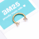 Detail View 4 of Implant Grade Titanium Golden Prong Gem Sparkle Internally Threaded Horseshoe Barbell-Clear Gem