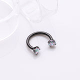 Detail View 1 of Implant Grade Titanium Blackline Prong Gem Sparkle Internally Threaded Horseshoe Barbell-Vitrail Medium