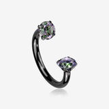 Implant Grade Titanium Blackline Prong Gem Sparkle Internally Threaded Horseshoe Barbell