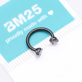 Detail View 4 of Implant Grade Titanium Blackline Prong Gem Sparkle Internally Threaded Horseshoe Barbell-Vitrail Medium