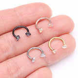 Detail View 3 of Implant Grade Titanium Blackline Prong Gem Sparkle Internally Threaded Horseshoe Barbell-Vitrail Medium