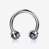 Implant Grade Titanium Amethyst Stone Ball Claw Prong Internally Threaded Horseshoe Barbell