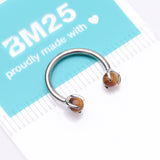 Detail View 4 of Implant Grade Titanium Tiger Eye Stone Ball Claw Prong Internally Threaded Horseshoe Barbell