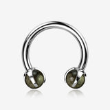 Implant Grade Titanium Obsidian Stone Ball Claw Prong Internally Threaded Horseshoe Barbell