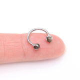Detail View 2 of Implant Grade Titanium Obsidian Stone Ball Claw Prong Internally Threaded Horseshoe Barbell