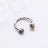 Detail View 1 of Implant Grade Titanium Obsidian Stone Ball Claw Prong Internally Threaded Horseshoe Barbell