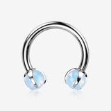 Implant Grade Titanium Opalite Stone Ball Claw Prong Internally Threaded Horseshoe Barbell