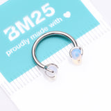 Detail View 4 of Implant Grade Titanium Opalite Stone Ball Claw Prong Internally Threaded Horseshoe Barbell