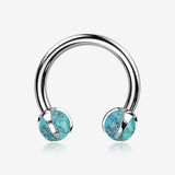 Implant Grade Titanium Turquoise Stone Ball Claw Prong Internally Threaded Horseshoe Barbell