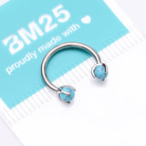 Detail View 4 of Implant Grade Titanium Turquoise Stone Ball Claw Prong Internally Threaded Horseshoe Barbell