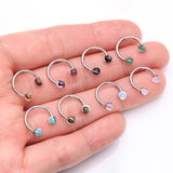 Detail View 3 of Implant Grade Titanium Green Jade Stone Ball Claw Prong Internally Threaded Horseshoe Barbell