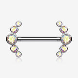 A Pair of Implant Grade Titanium Sparkle Ray Internally Threaded Nipple Barbell