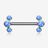 A Pair of Implant Grade Titanium Fire Opal Trio Internally Threaded Nipple Barbell
