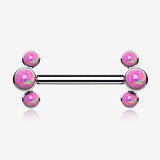A Pair of Implant Grade Titanium Fire Opal Trio Internally Threaded Nipple Barbell