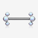 A Pair of Implant Grade Titanium Fire Opal Trio Internally Threaded Nipple Barbell