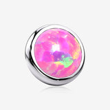 Implant Grade Titanium Internally Threaded Bezel Set Round Fire Opal Part-Pink Opal