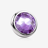 Implant Grade Titanium Internally Threaded Bezel Set Round Gem Part-Tanzanite