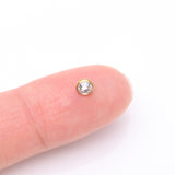 Detail View 2 of Implant Grade Titanium Golden Internally Threaded Bezel Set Round Gem Part-Clear Gem