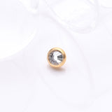 Detail View 1 of Implant Grade Titanium Golden Internally Threaded Bezel Set Round Gem Part-Clear Gem