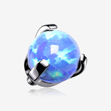 Implant Grade Titanium Internally Threaded Fire Opal Ball Claw Prong Set Top Part-Blue Opal