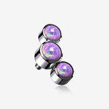 Implant Grade Titanium Internally Threaded Triple Fire Opal Sparkle Top Part-Purple Opal