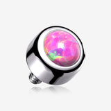 Implant Grade Titanium Internally Threaded Bezel Set Fire Opal Part-Pink Opal