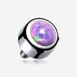 Implant Grade Titanium Internally Threaded Bezel Set Fire Opal Part