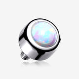 Implant Grade Titanium Internally Threaded Bezel Set Fire Opal Part