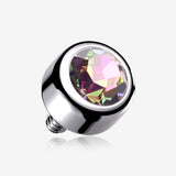 Implant Grade Titanium Internally Threaded Bezel Set Round Swarovski Crystal Part