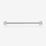 Implant Grade Titanium OneFit Threadless Prong Gem Sparkle Industrial Barbell-Clear Gem