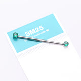 Detail View 3 of Implant Grade Titanium OneFit Threadless Prong Gem Sparkle Industrial Barbell-Emerald