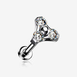 Implant Grade Titanium OneFit Threadless Trinity Gem Sparkle Top Flat Back Stud Labret