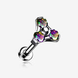 Implant Grade Titanium OneFit Threadless Trinity Gem Sparkle Top Flat Back Stud Labret